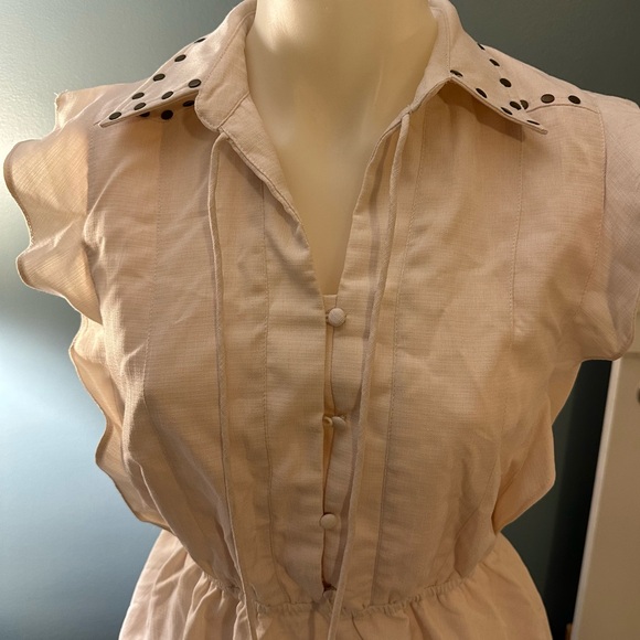 Moon River by Anthropologie Beige Polka Dot Collar Dress - Picture 5 of 10